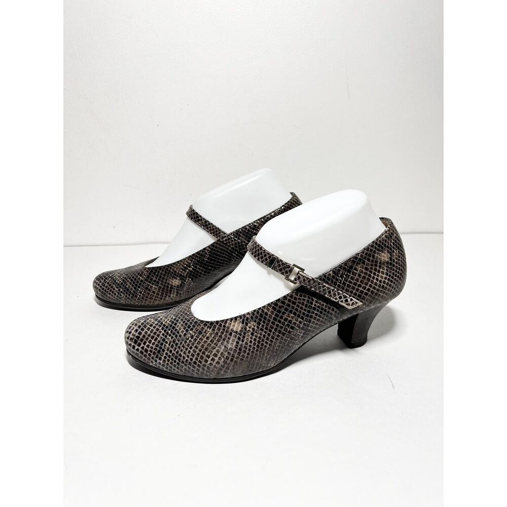 Beautifeel EUC Brown Croc Mary Jane 2.25" Heel Pump Comfort Shoe 38 EU 7.5 US